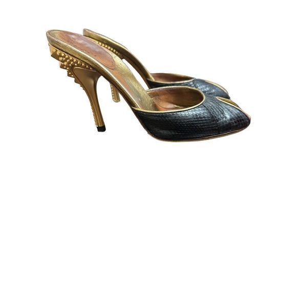 Gucci Tom Ford Leather Studded Mules Heels 341/2 C - Picture 3 of 10